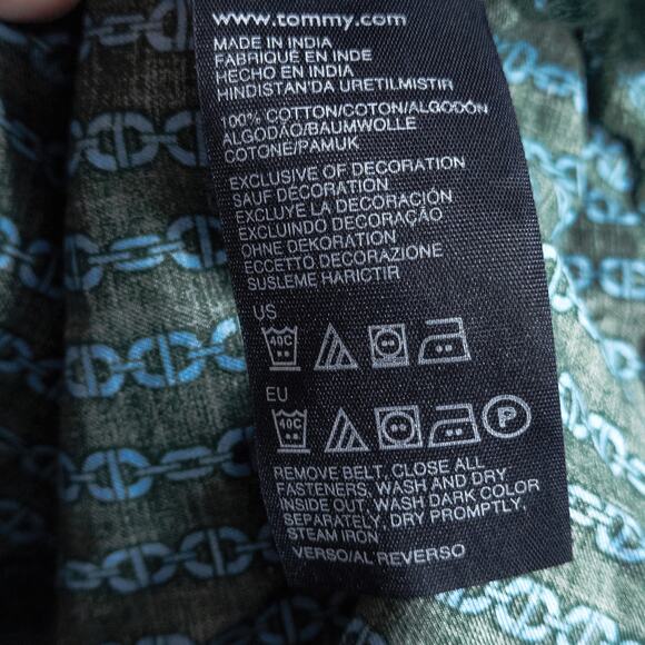 Tommy Hilfiger Nautical Print Shirt Dress Blue L Coastal Preppy Style - Picture 10 of 10